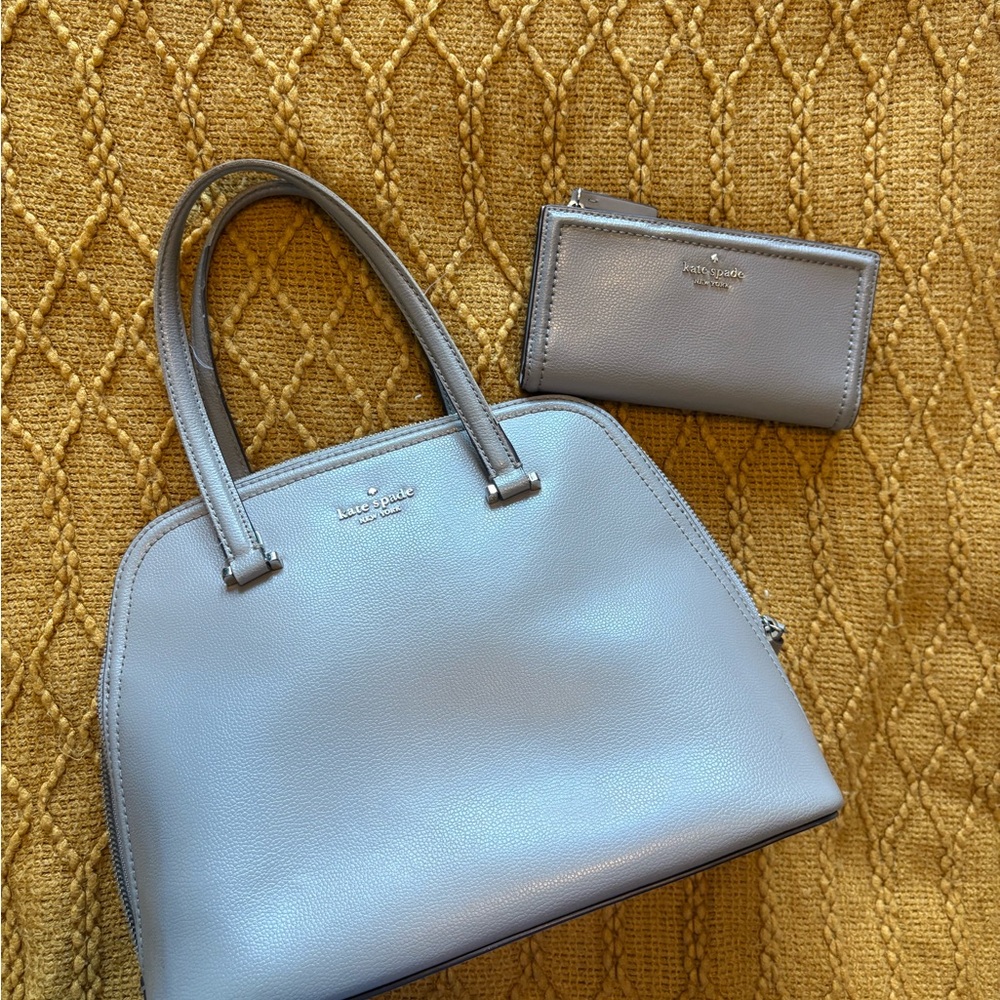Kate Spade Light Grey Handbag and Wallet Set